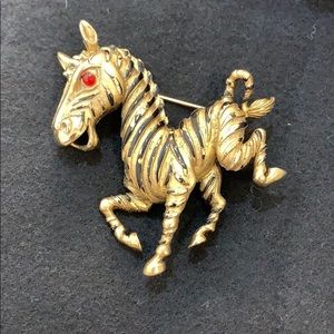 Vintage Signed Hattie Carnegie Zebra Brooch